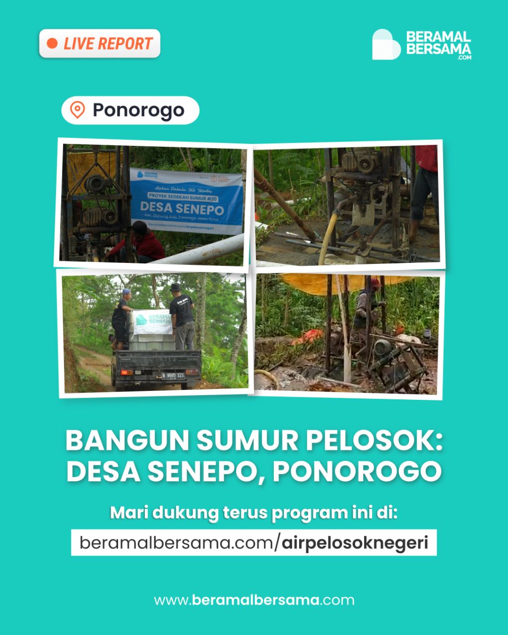 Alirkan Air dengan Sumur Masyarakat di Pelosok Ponorogo