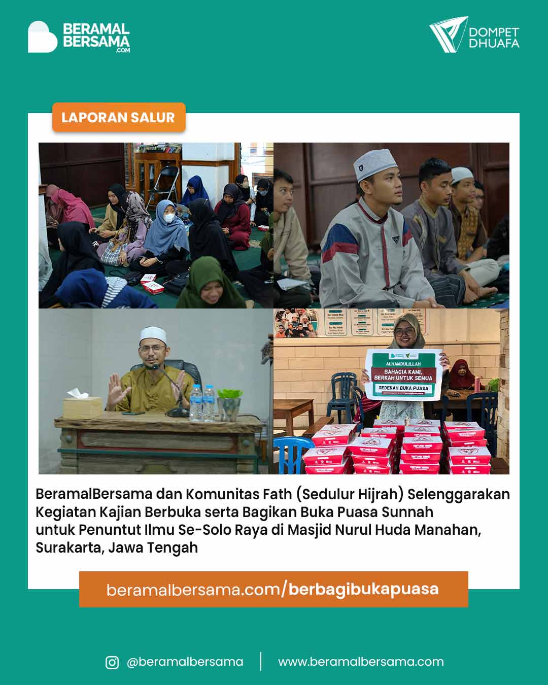 Bagi Berkah Buka Puasa Sunnah untuk Jamaah Kajian Masjid Nurul Huda Surakarta