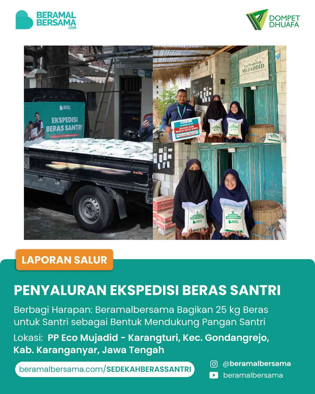Bahagiakan Santri dengan Sedekah Beras PP Eco Mujadid