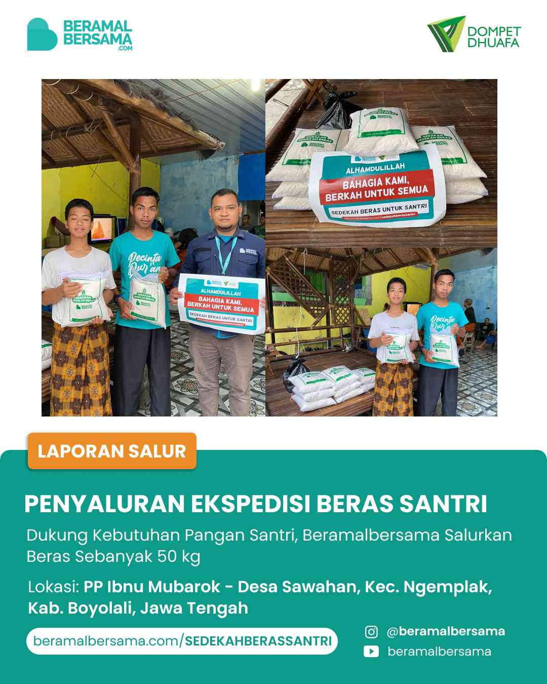 Bahagiakan Santri dengan Sedekah Beras PP Ibnu Mubarok