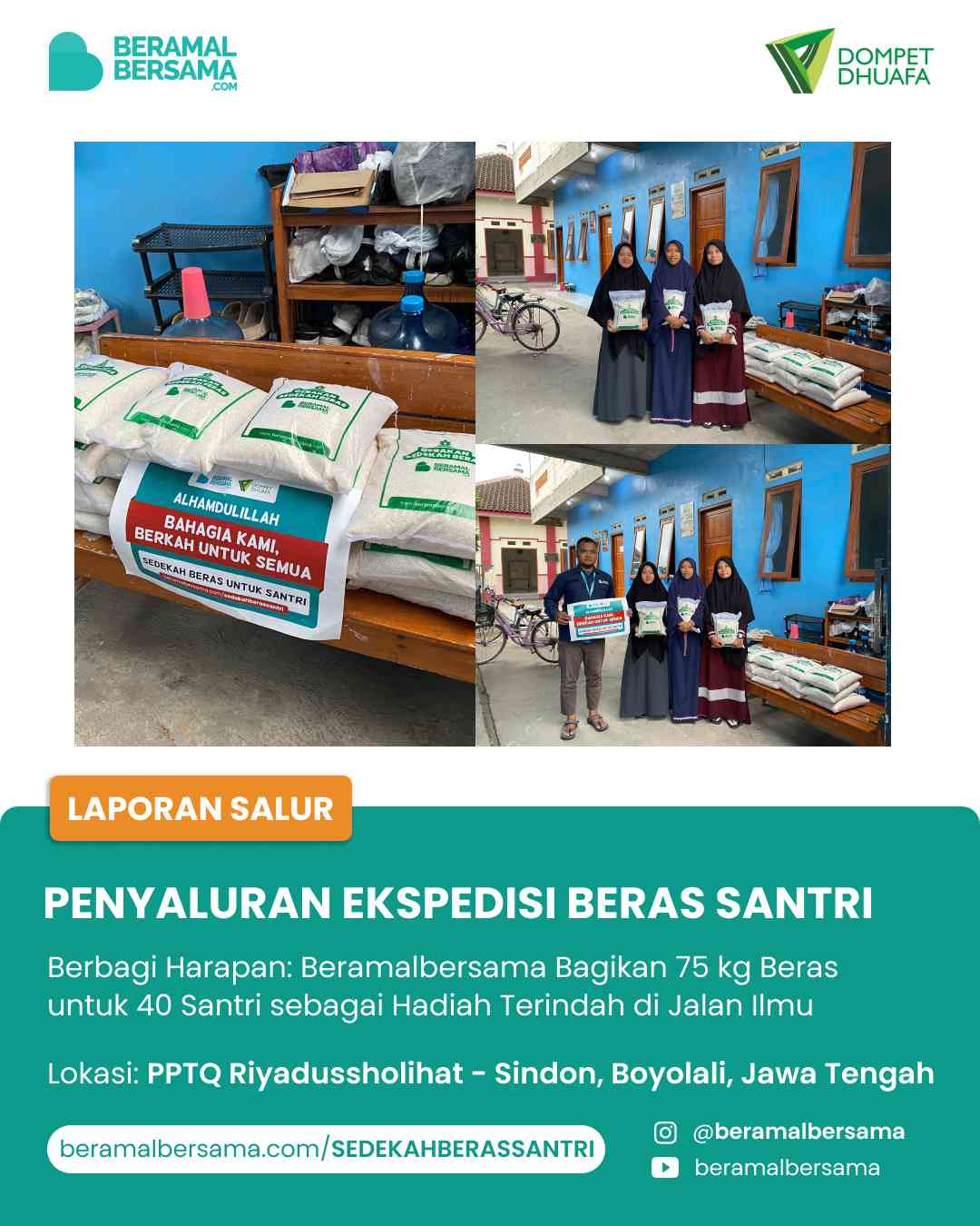 Bahagiakan Santri dengan Sedekah Beras PP Riyadussholihat