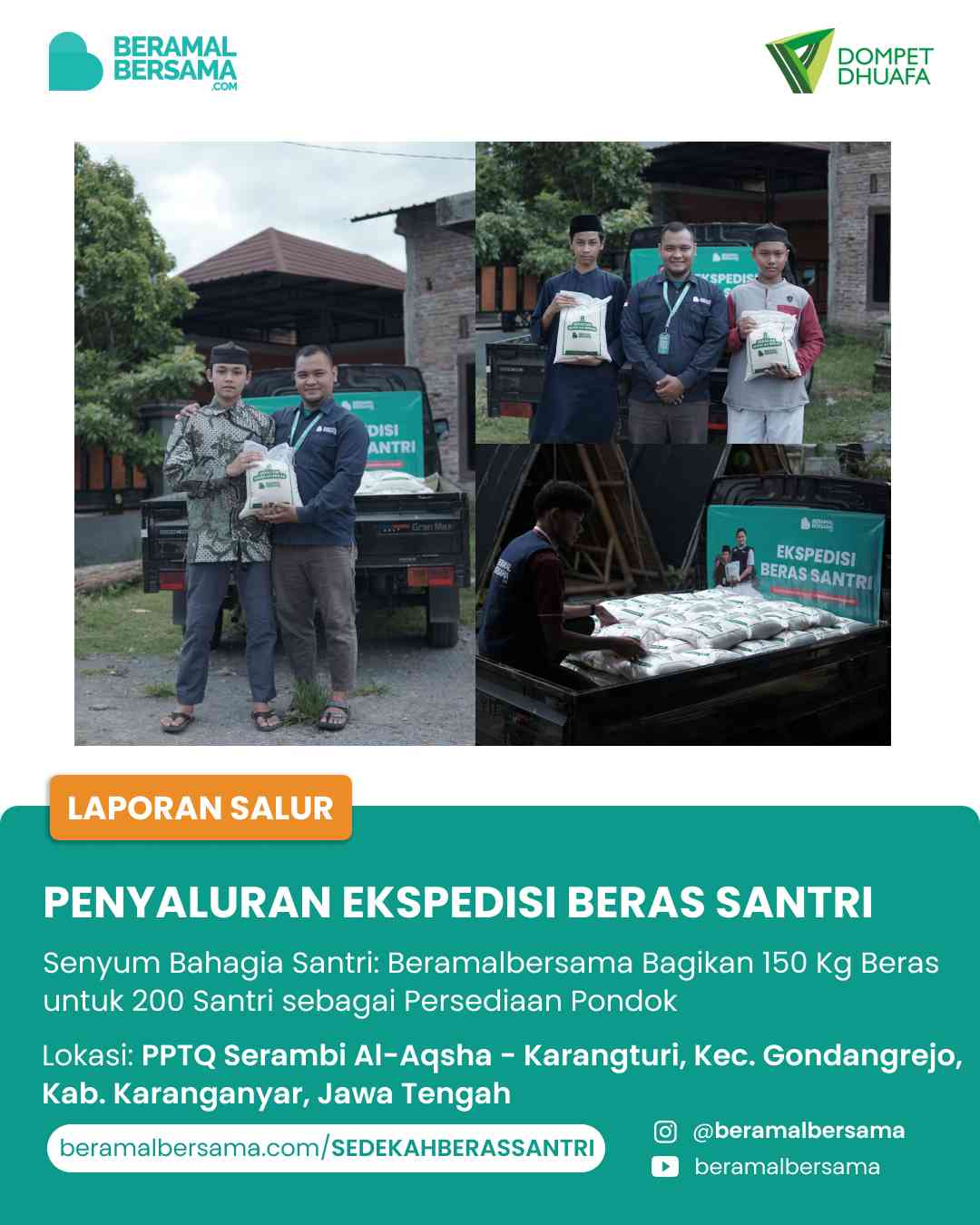 Bahagiakan Santri dengan Sedekah Beras PP Serambi Al-Aqsha