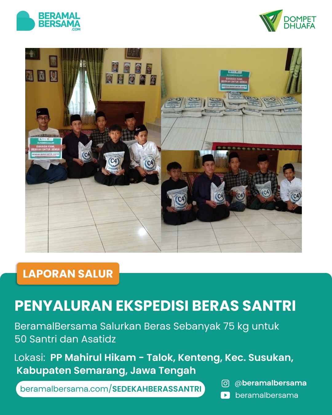 Bahagiakan Santri PP Mahirul Hikam dengan Sedekah Beras