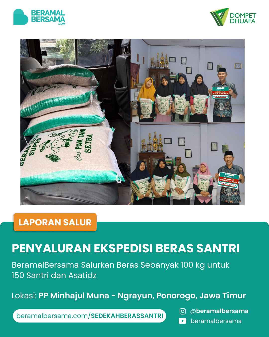 Bahagiakan Santri PP Minhajul Muna dengan Sedekah Beras