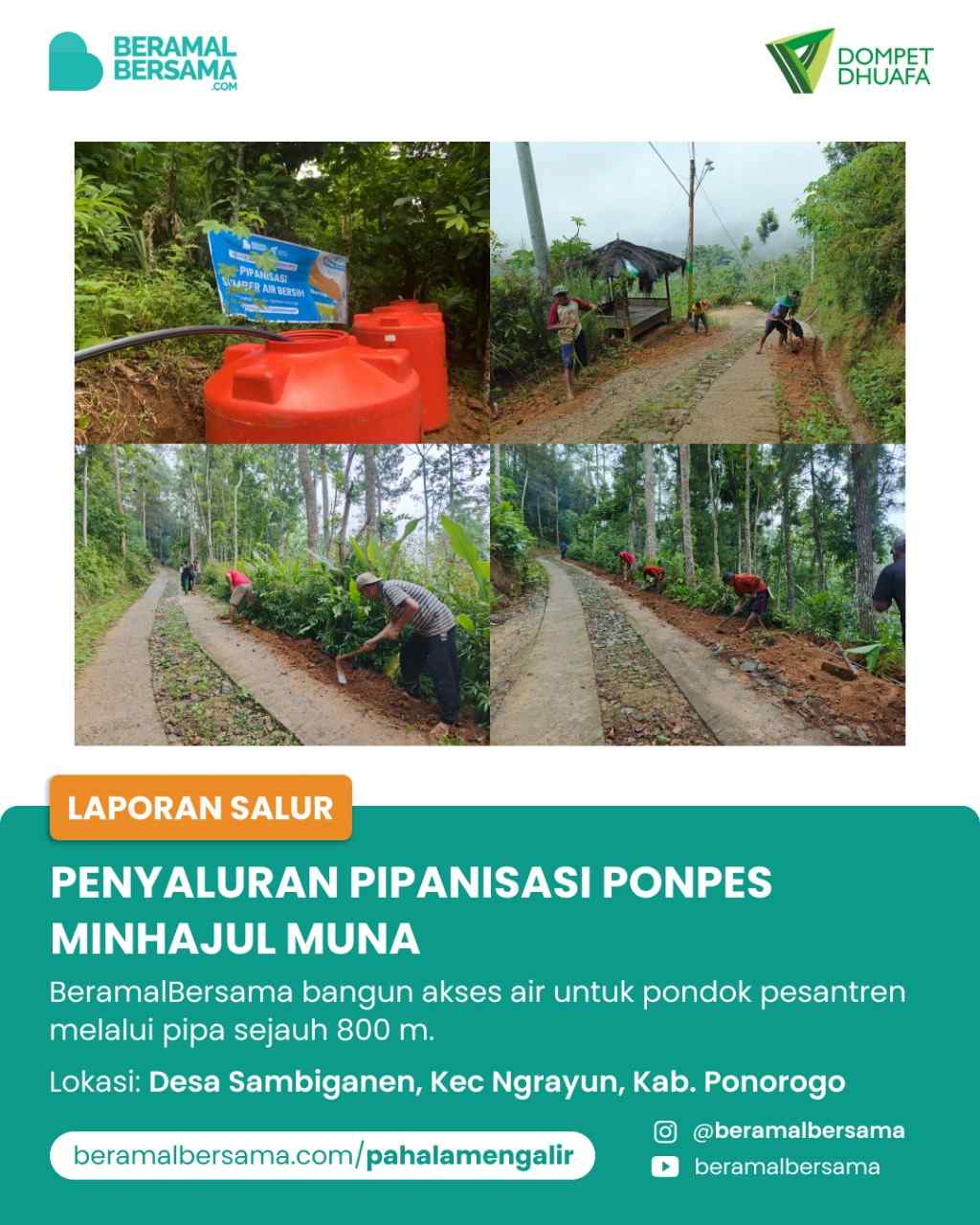 Bantu Cukupi Kebutuhan Air Bersih dengan Pipanisasi di Ponpes Minhajul Muna