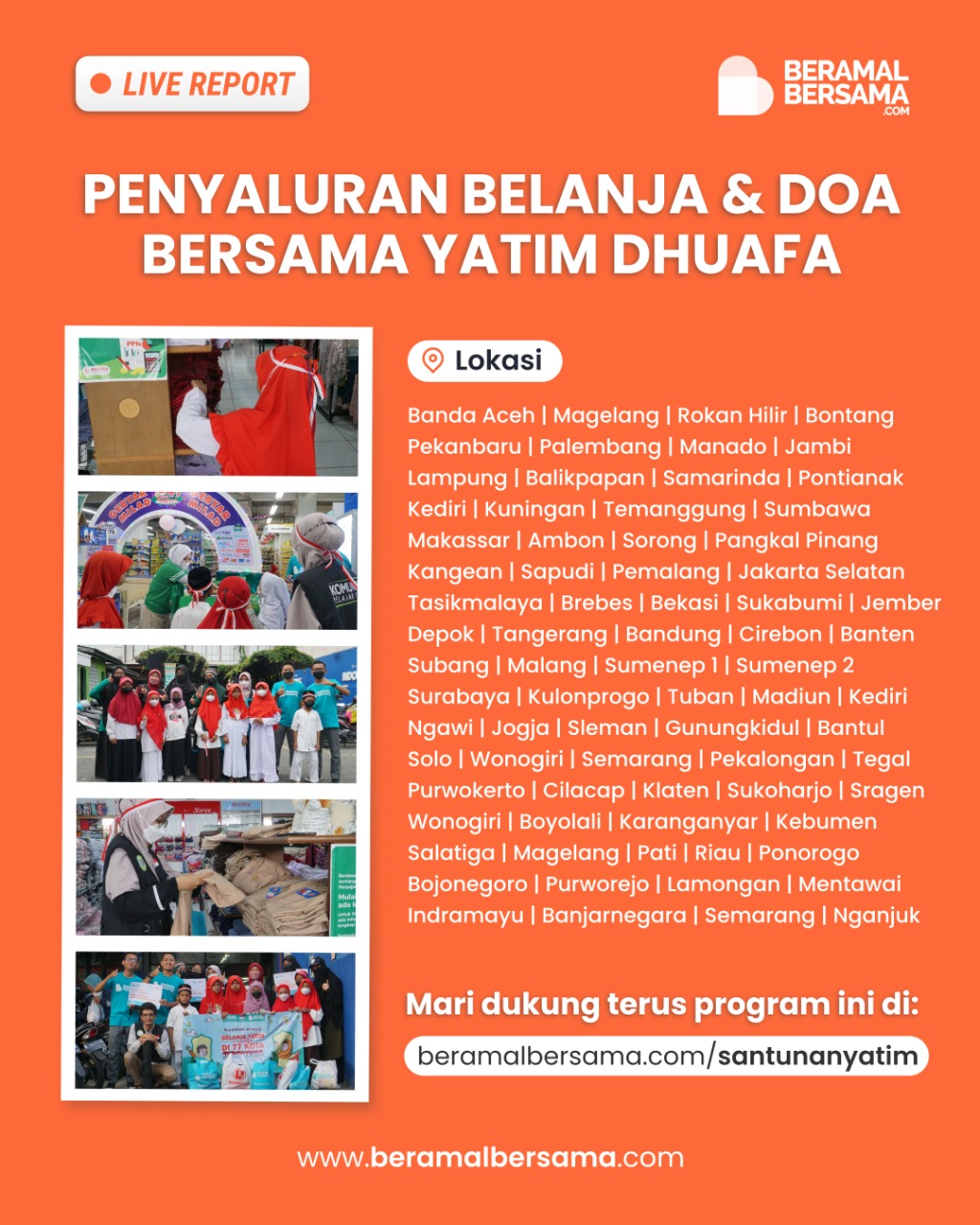 Belanja Anak Yatim Piatu di 77 kota/Kabupaten Indonesia