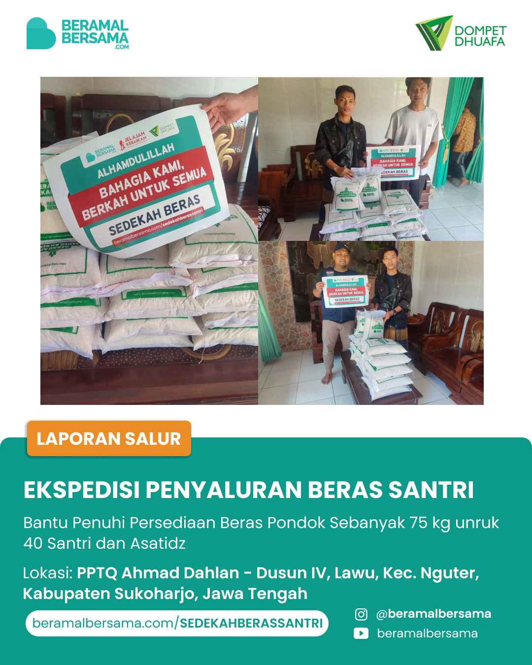 Berbagi Beras untuk Santri PP Ahmad Dahlan