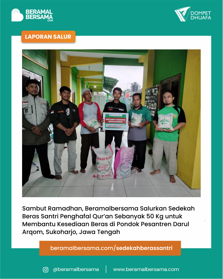 Berbagi Beras untuk Santri Ponpes Darul Arqom dalam Rangka Menyambut Ramadhan 1445 H