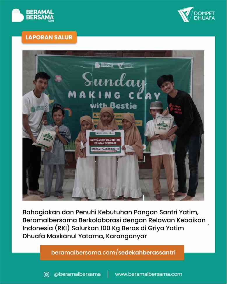 Berbagi Beras untuk Santri Ponpes Maskanul Yatama Menyambut Ramadhan 1445 H