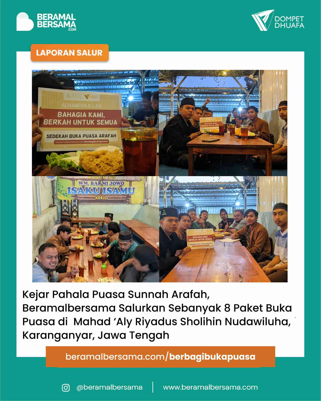 Berbagi Buka Puasa Arafah untuk Mahad Riyadus Sholihin Nudawiluha