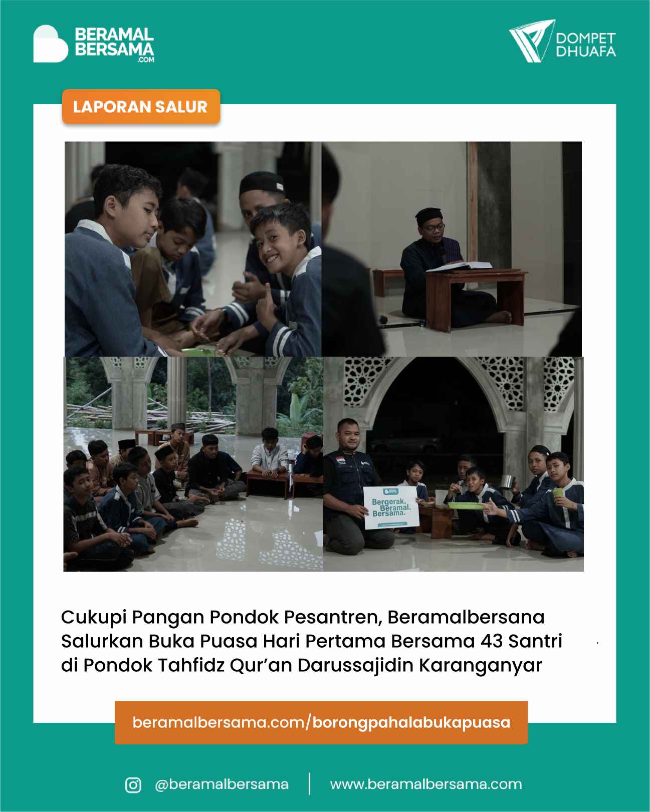 Berbagi Buka Puasa Hari Pertama bersama PP Darussajidin Karanganyar