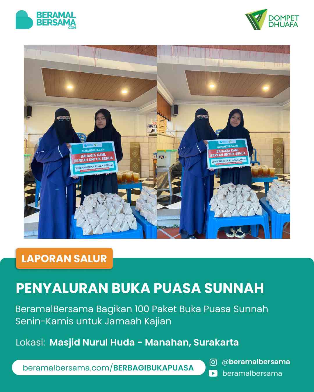 Berbagi Buka Puasa Sunnah untuk Jamaah Masjid Nurul Huda
