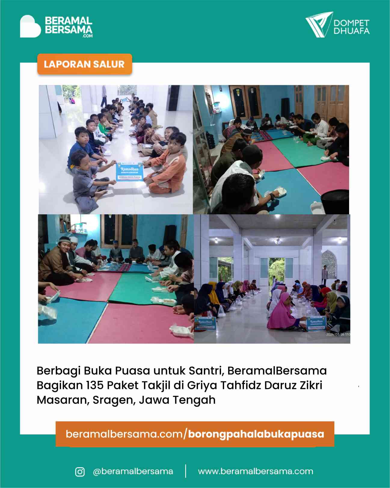 Berbagi Buka Puasa untuk Griya Tahfidz Daruz Zikri Sragen