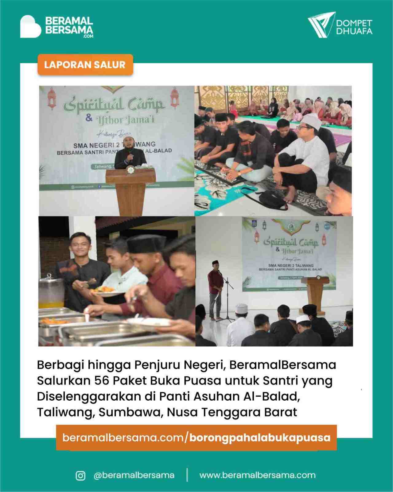 Berbagi Buka Puasa  untuk KDM Darul Furqon Sumbawa
