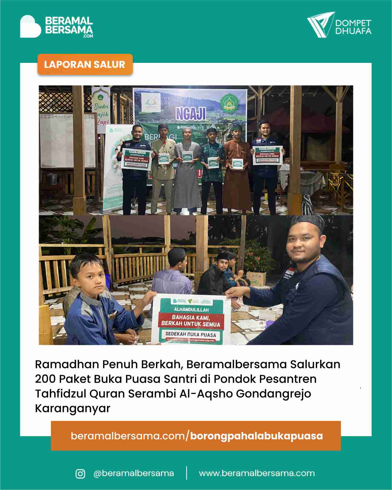 Berbagi Buka Puasa untuk PP Serambi Al-Aqsha Karanganyar