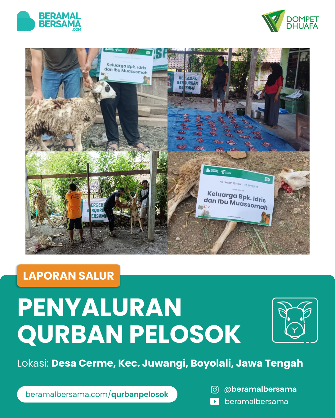 Berbagi Hewan Qurban Hingga Pelosok untuk Warga Sekitar Mushola Al-Islah