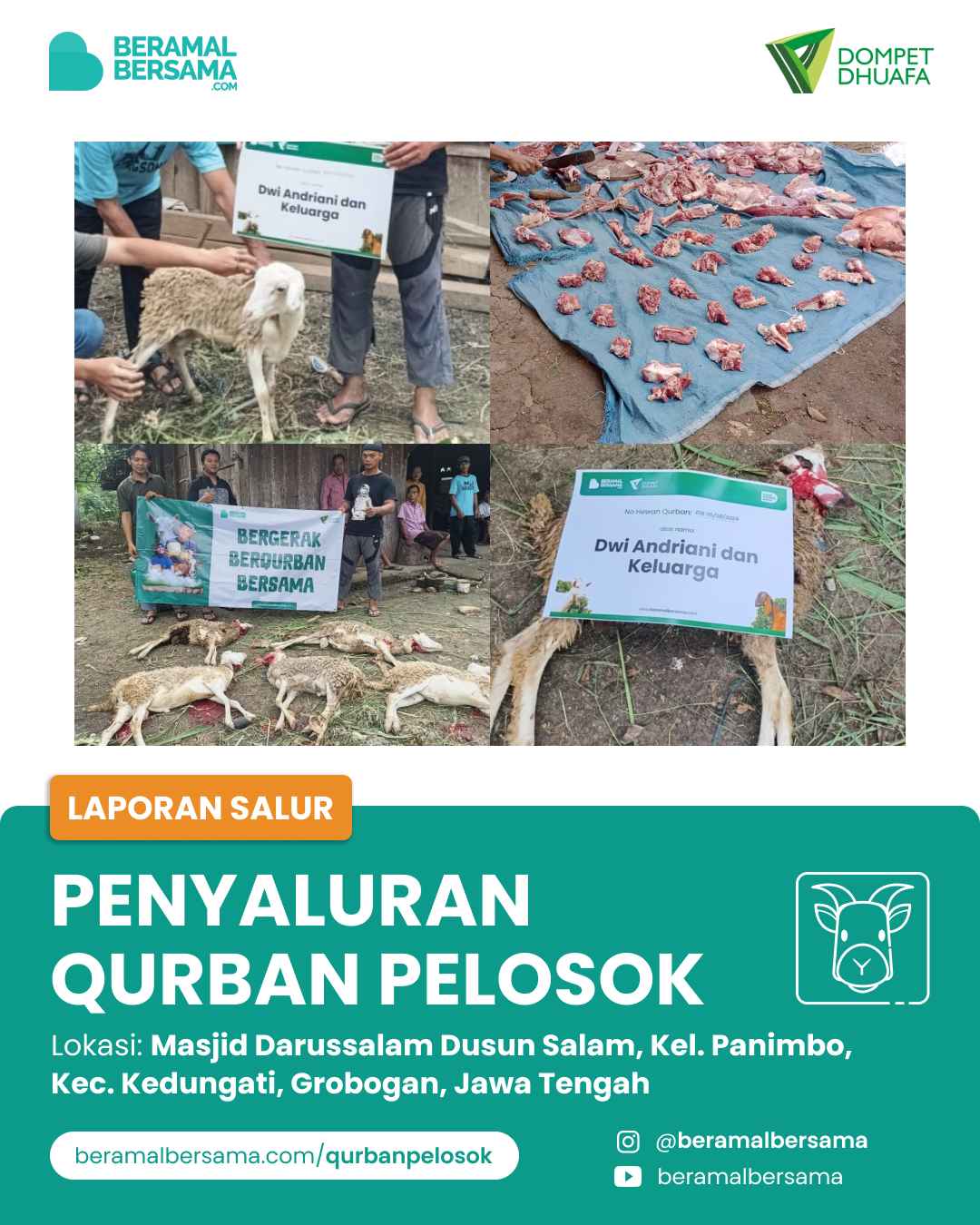 Berbagi Hewan Qurban untuk Pelosok Grobogan Jamaah Masjid Darussalam