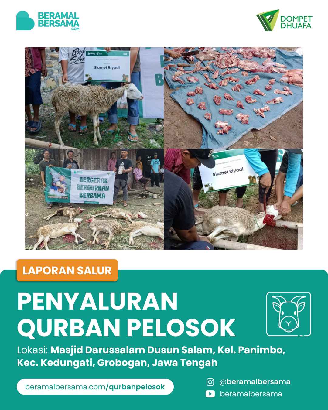Berbagi Hewan Qurban untuk Pelosok Grobogan Jamaah Masjid Darussalam 2
