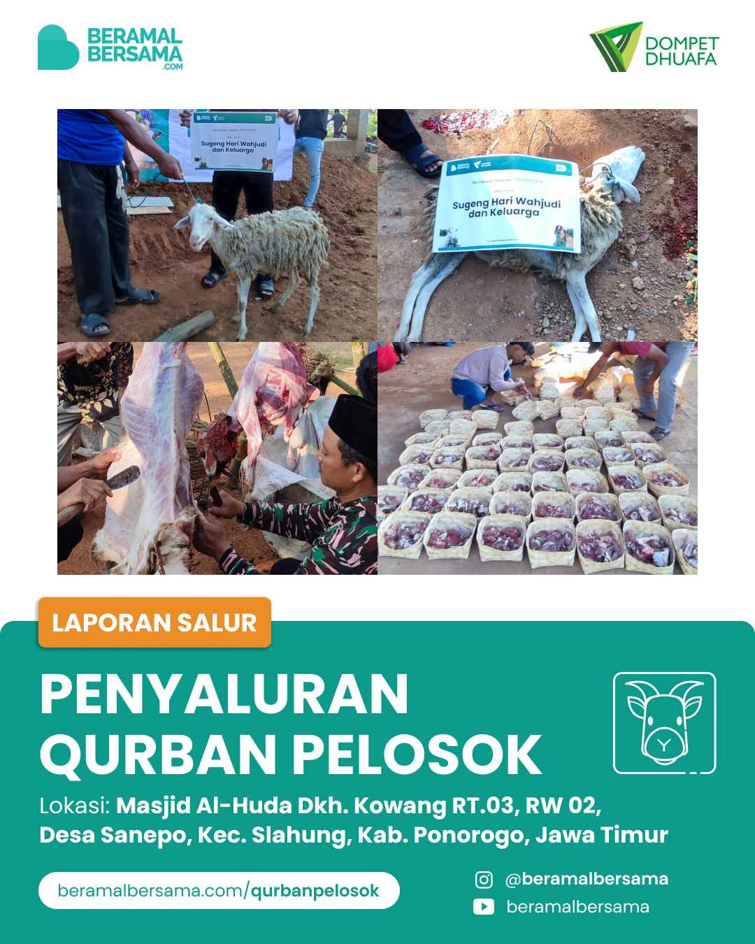Berbagi Hewan Qurban Untuk Warga Masjid Al-Huda Ponorogo Jawa Timur