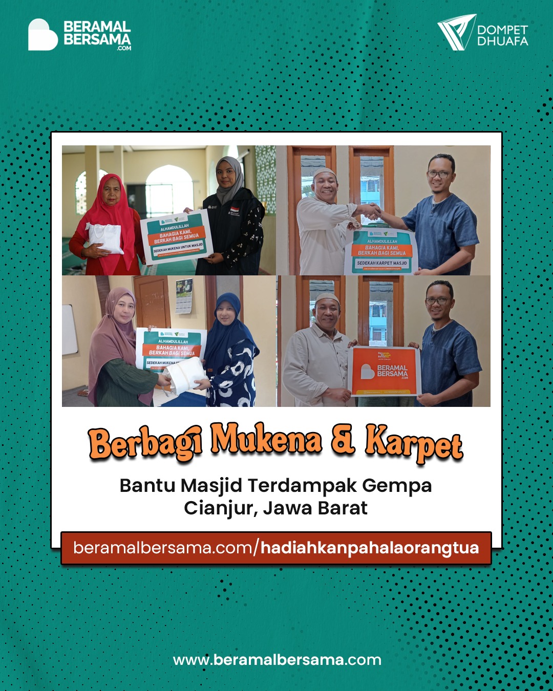 Berbagi Karpet dan Mukena untuk Masjid Terdampak Bencana