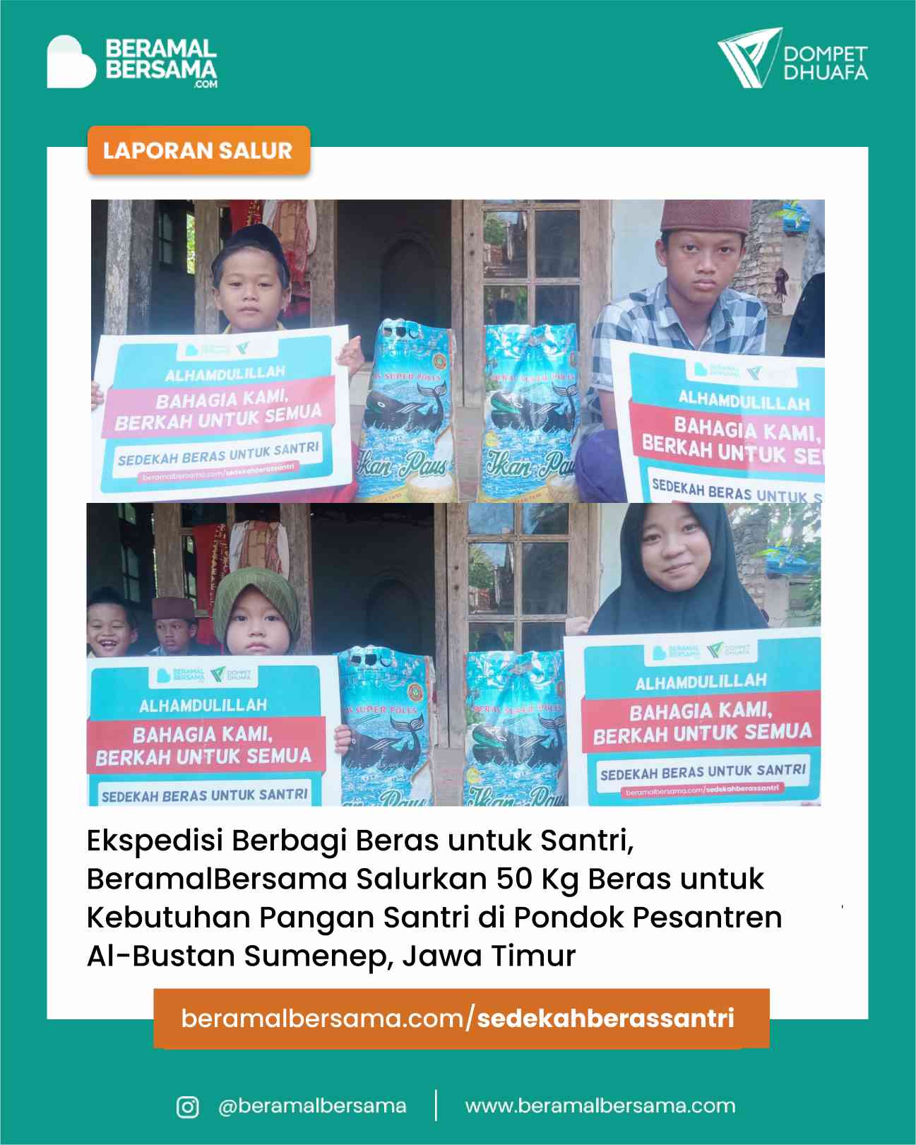Berbagi Kebahagiaan dengan Sedekah Beras untuk Santri PP Al-Bustan