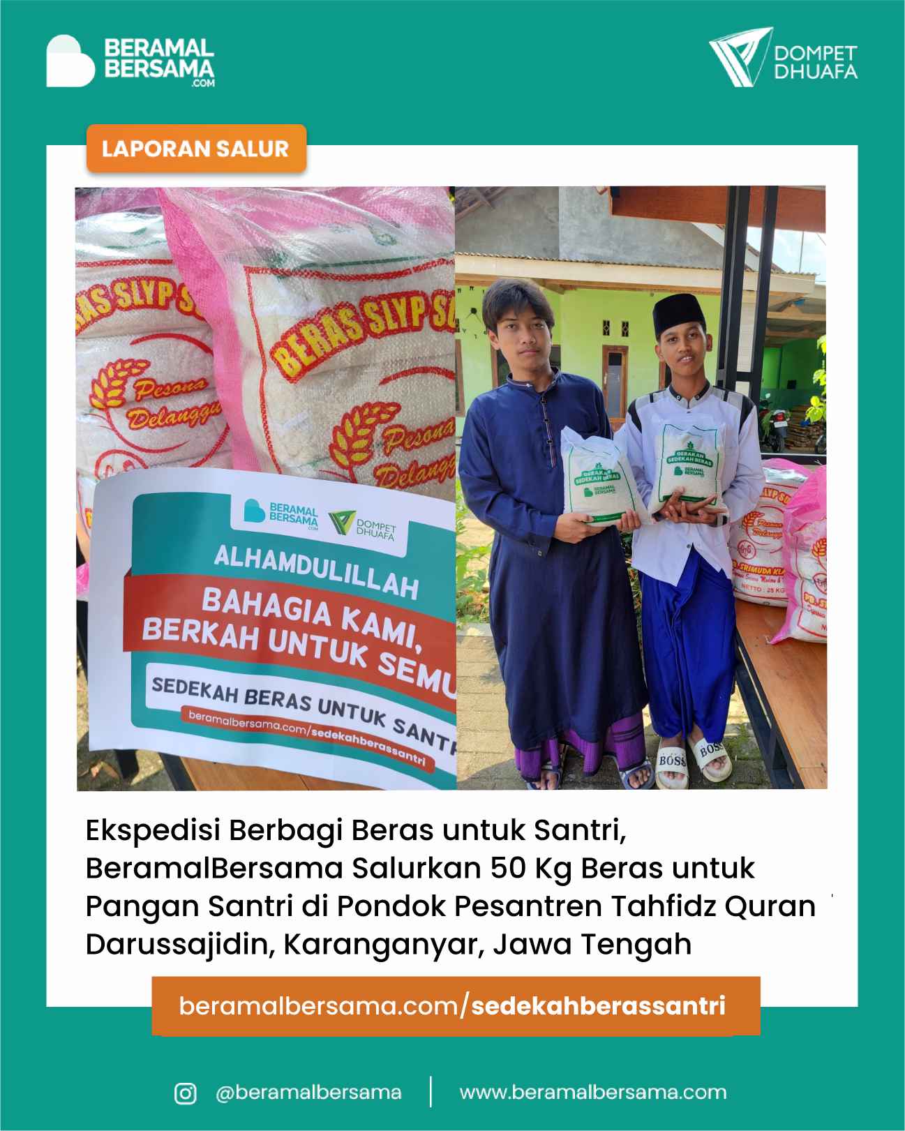 Berbagi Kebahagiaan dengan Sedekah Beras untuk Santri PPTQ Darussajidin