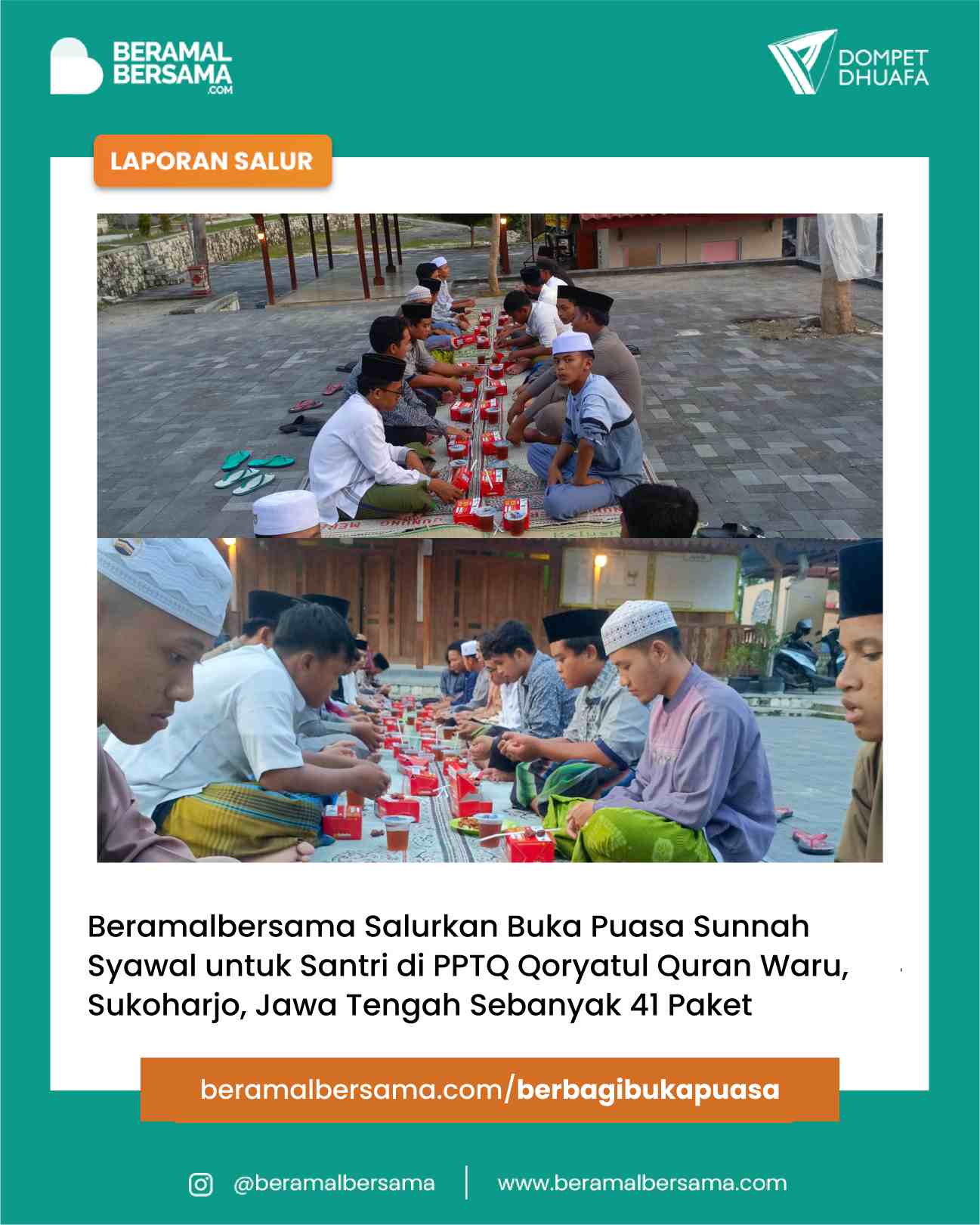 Berbagi Kebaikan di Bulan Syawal dengan Paket Buka Puasa Untuk Ma’had Aly Qoryatul Quran
