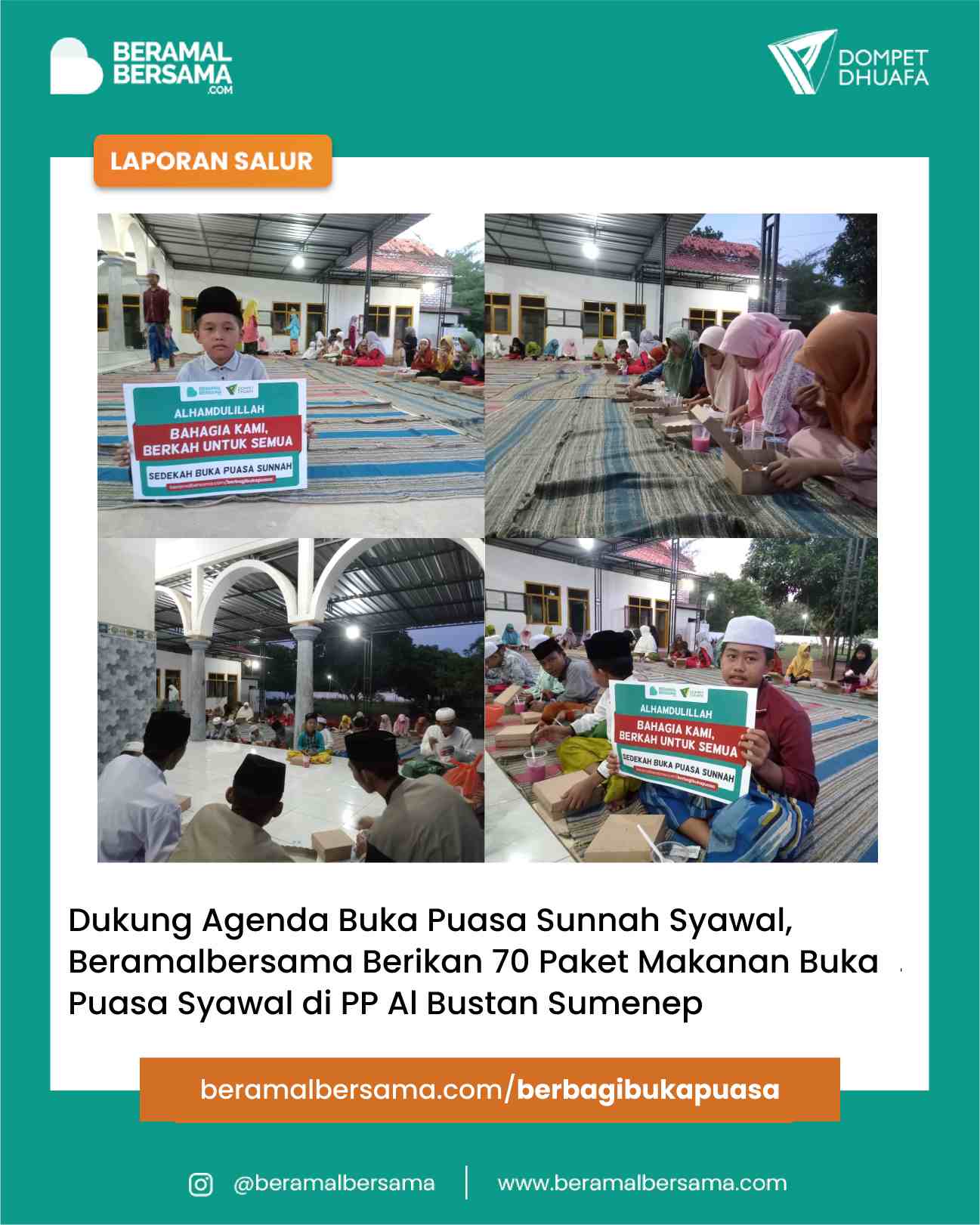 Berbagi Kebaikan di Bulan Syawal dengan Paket Buka Puasa Untuk PP Al-Bustan Sumenep