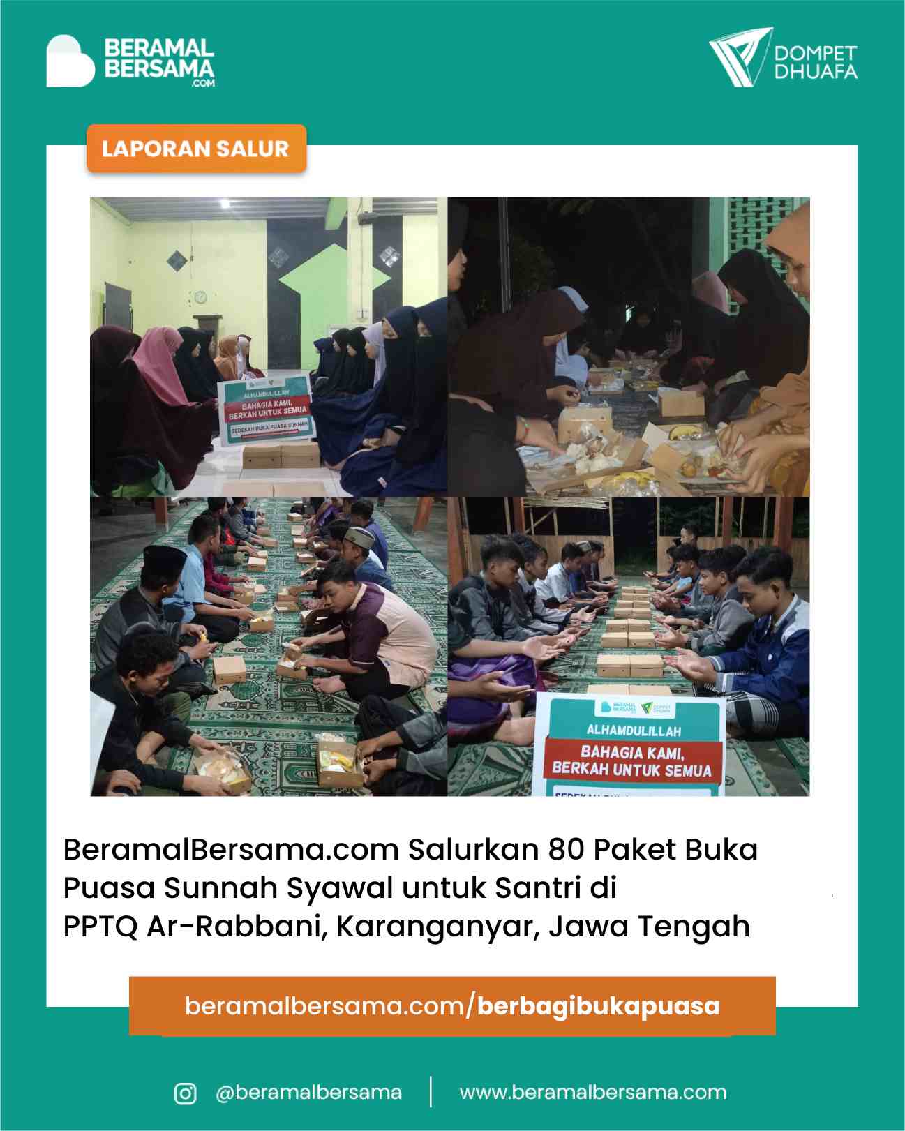 Berbagi Kebaikan di Bulan Syawal dengan Paket Buka Puasa Untuk PP Ar-Rabbani