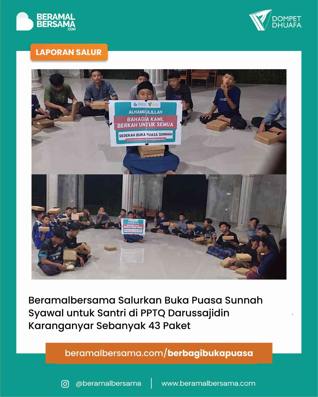 Berbagi Kebaikan di Bulan Syawal dengan Paket Buka Puasa Untuk PP Darussajidin
