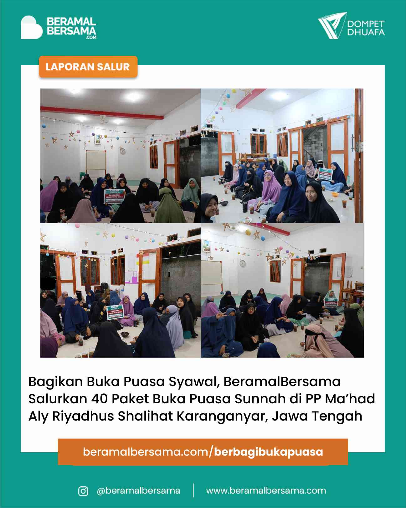 Berbagi Paket Buka Puasa Syawal Untuk Ma’had Riyadussholihat