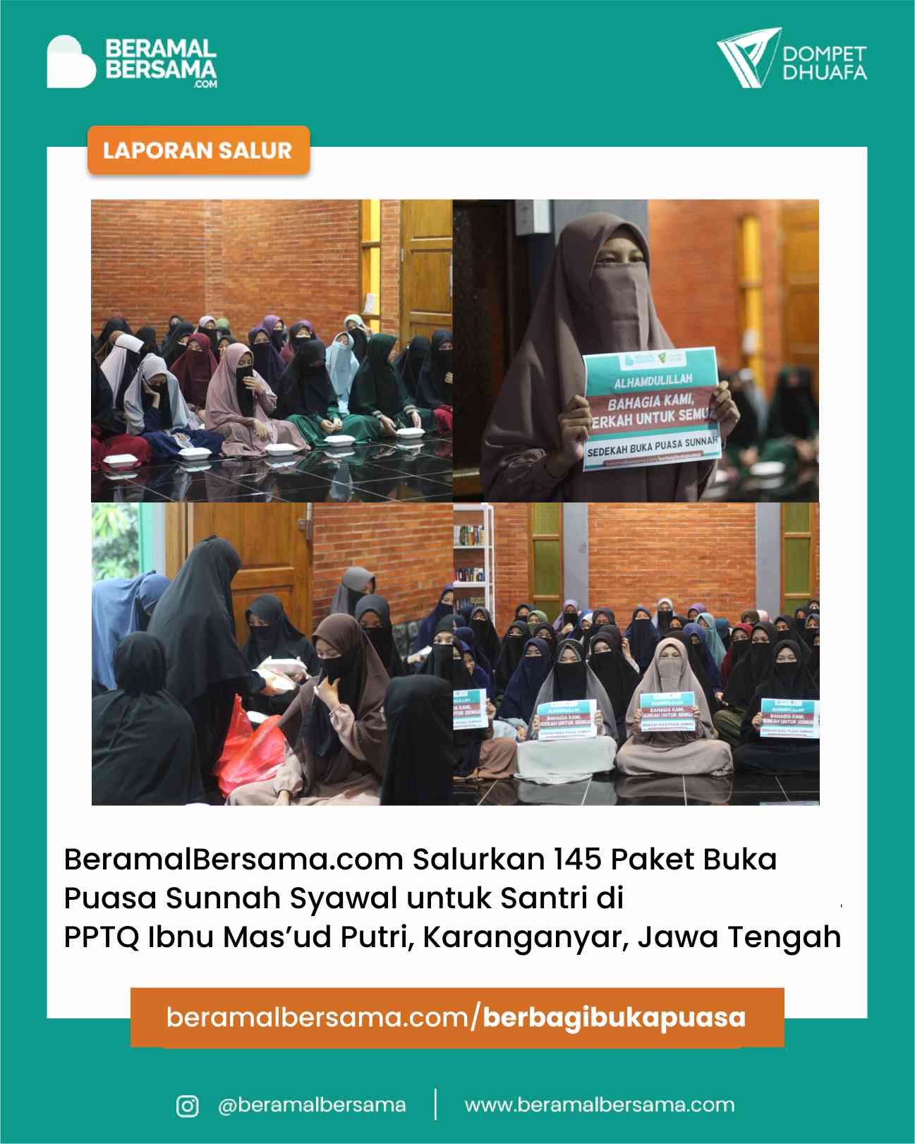 Berbagi Paket Buka Puasa Syawal untuk PP Ibnu Mas’ud Putri Karanganyar