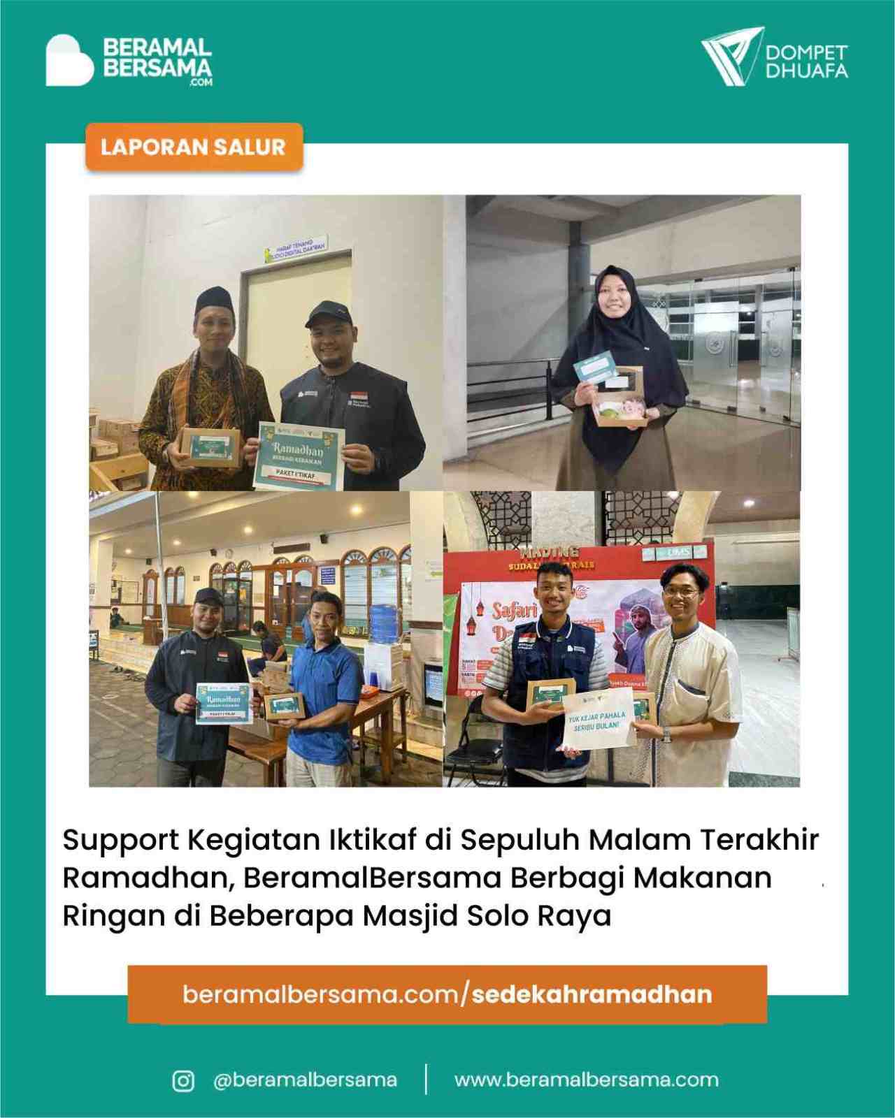 Berbagi Paket Iktikaf  untuk Jamaah Masjid di Solo Raya