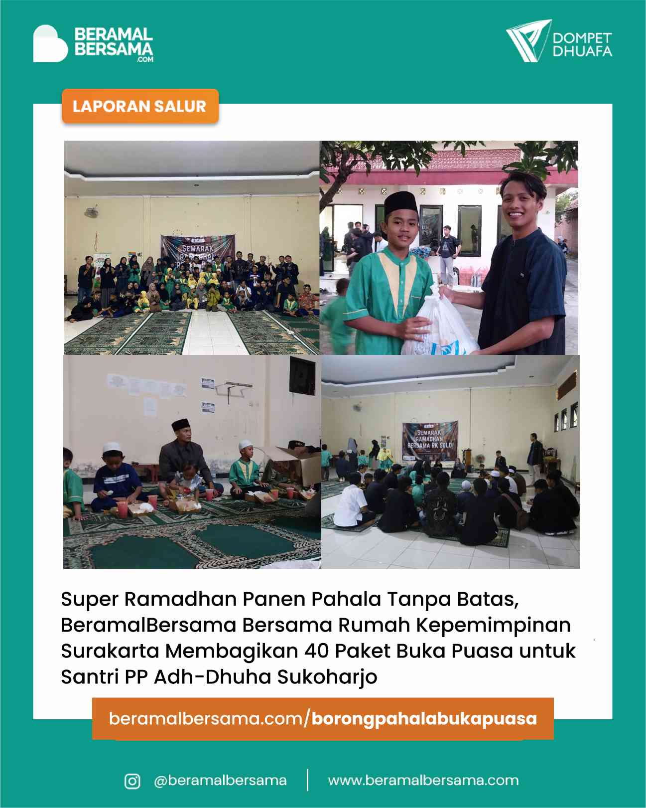 Bersama Rumah Kepemimpinan Surakarta Berbagi Buka Puasa untuk Santri PP Ad-Dhuha Sukoharjo