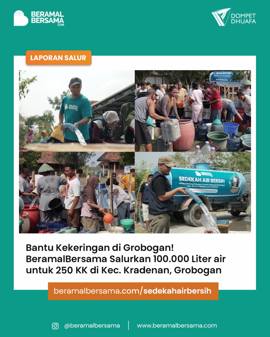 Kirim 100.000 Liter Air untuk Warga Kradenan