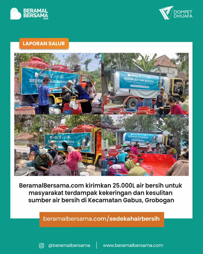 Kirim Air Bersih untuk Masyarakat Gabus Grobogan Terdampak Kekeringan