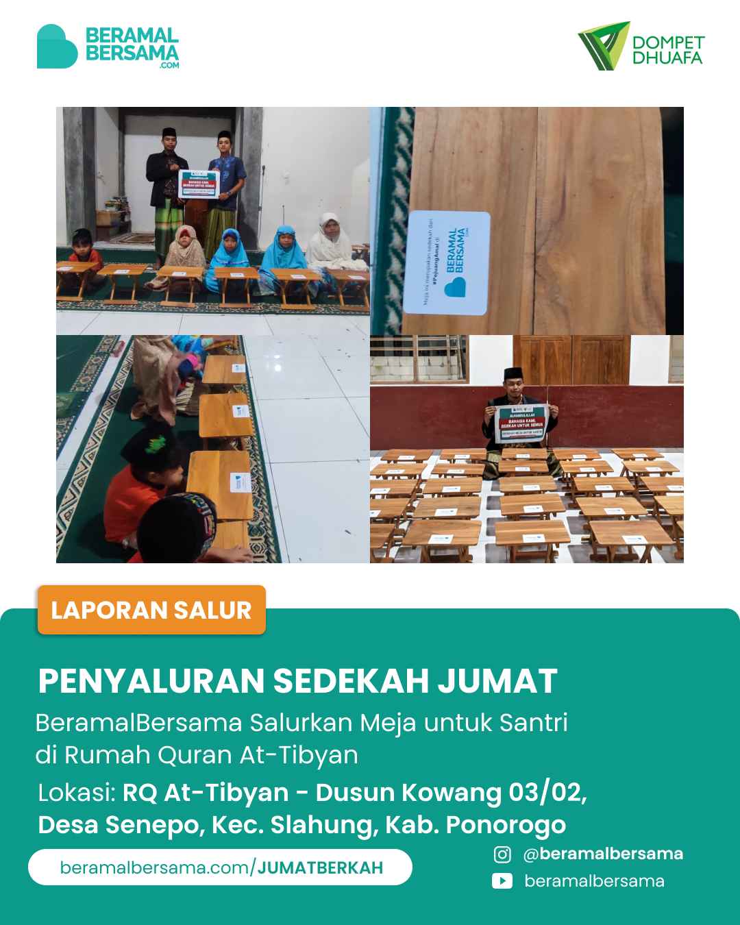 Meja Belajar untuk Fasilitasi Santri Rumah Quran At-Tibyan