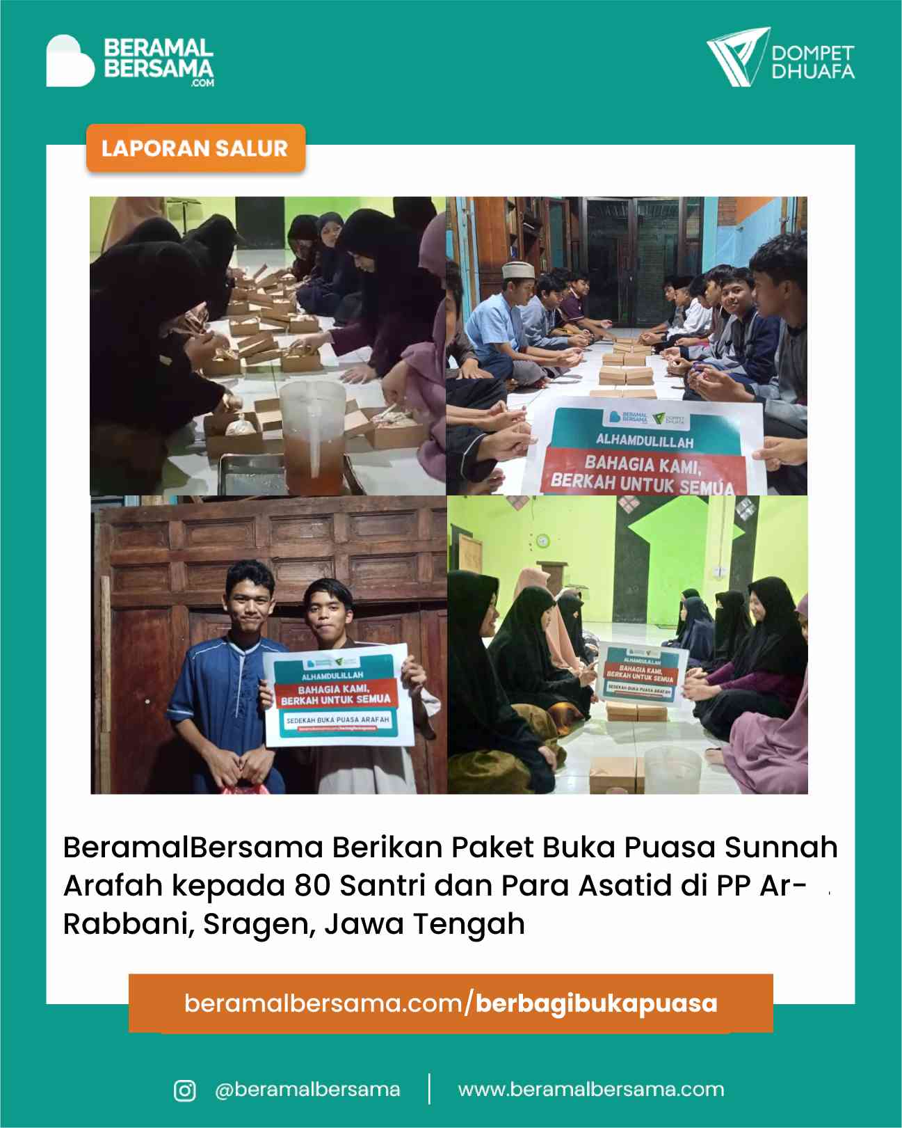 Membahagiakan Santri dengan Berbagi Buka Puasa Arafah untuk PP Ar-Rabbani