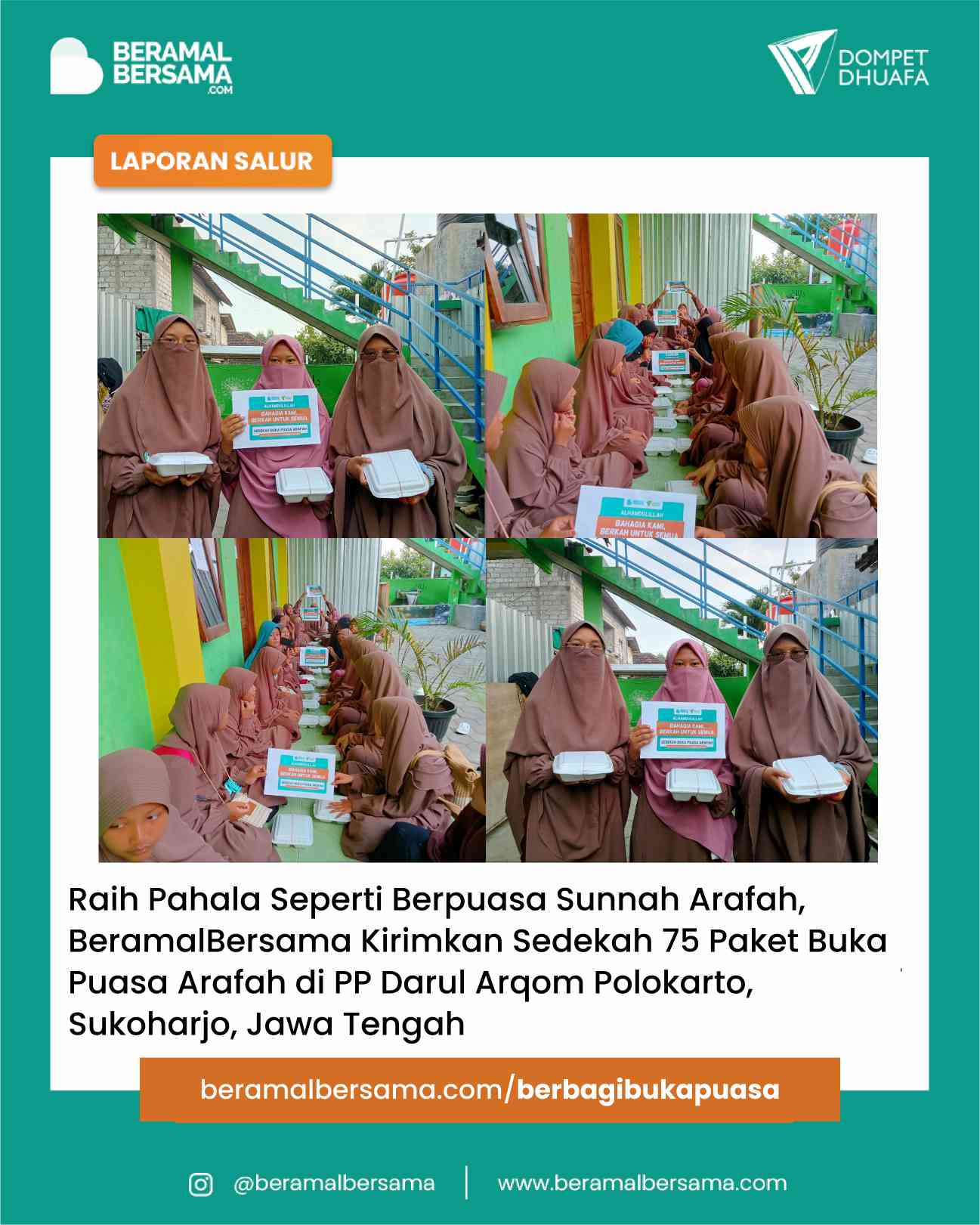Membahagiakan Santri dengan Berbagi Buka Puasa Arafah untuk PP Darul Arqom