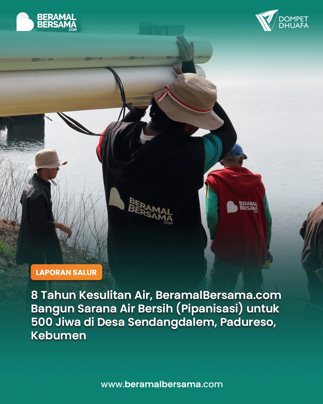 Mengalirkan Air untuk Pondok Yatim Dhuafa Tatmainul Qulub