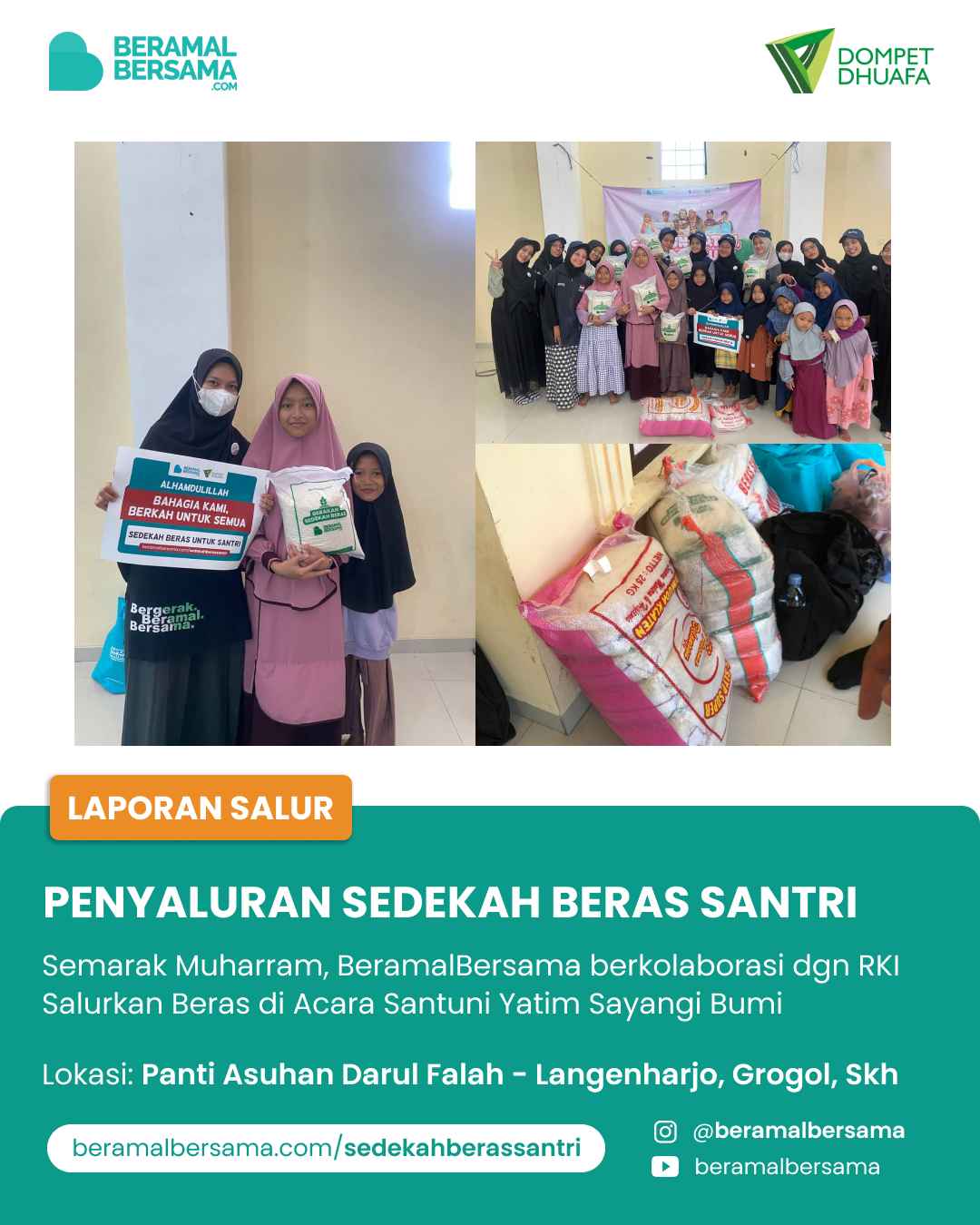 Muharram Yatim Salur Beras Untuk Panti Asuhan Darul Falah