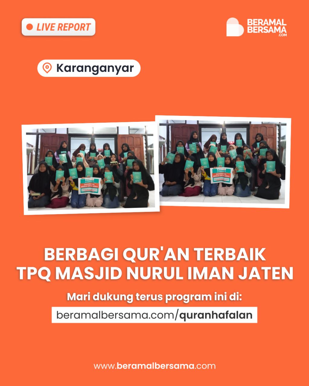 Pahala Jariyah Al-Qur'an untuk Santri TPQ Nurul Iman