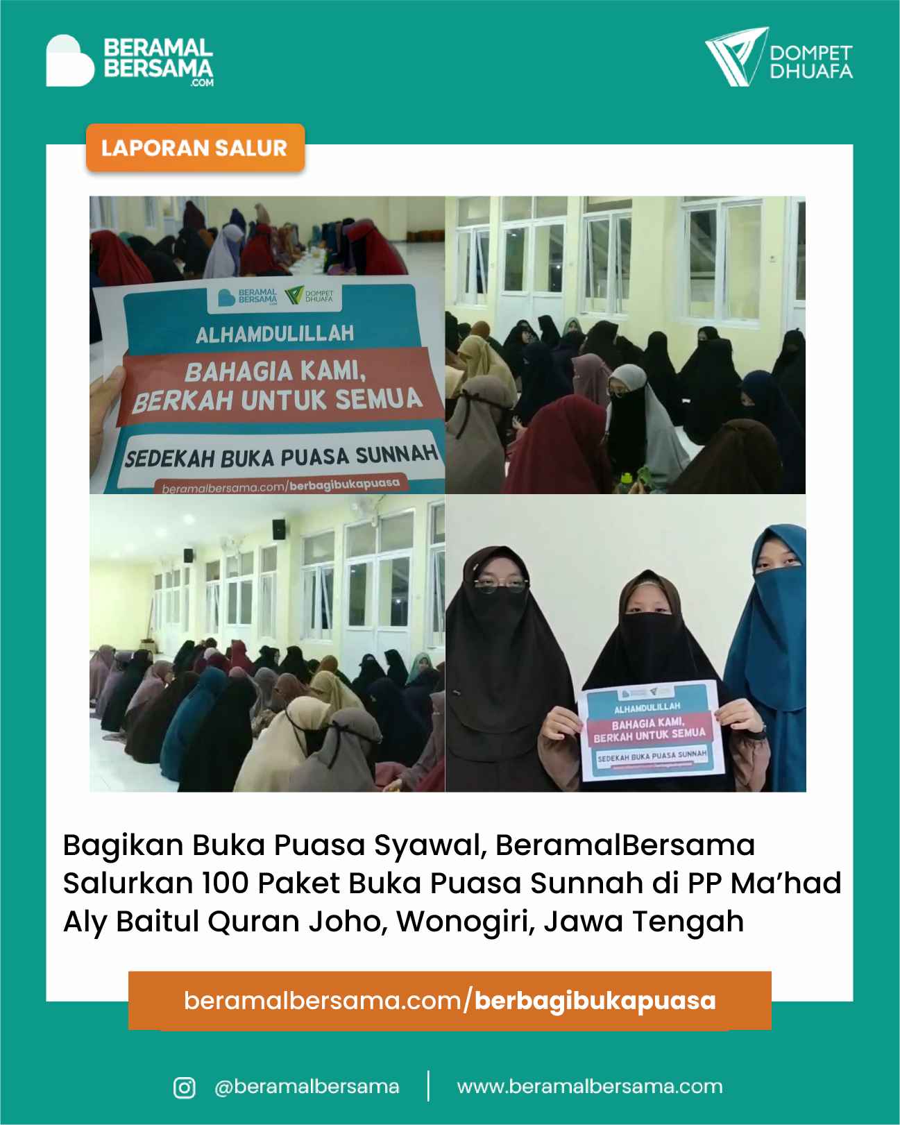 Paket Buka Puasa Untuk Ma’had Aly Putri Baitul Quran Wonogiri