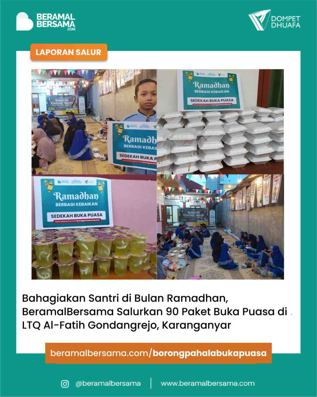 Panen Pahala Tanpa Batas dengan Berbagi Buka Puasa Bersama Santri LTQ Al-Fatih Gondangrejo