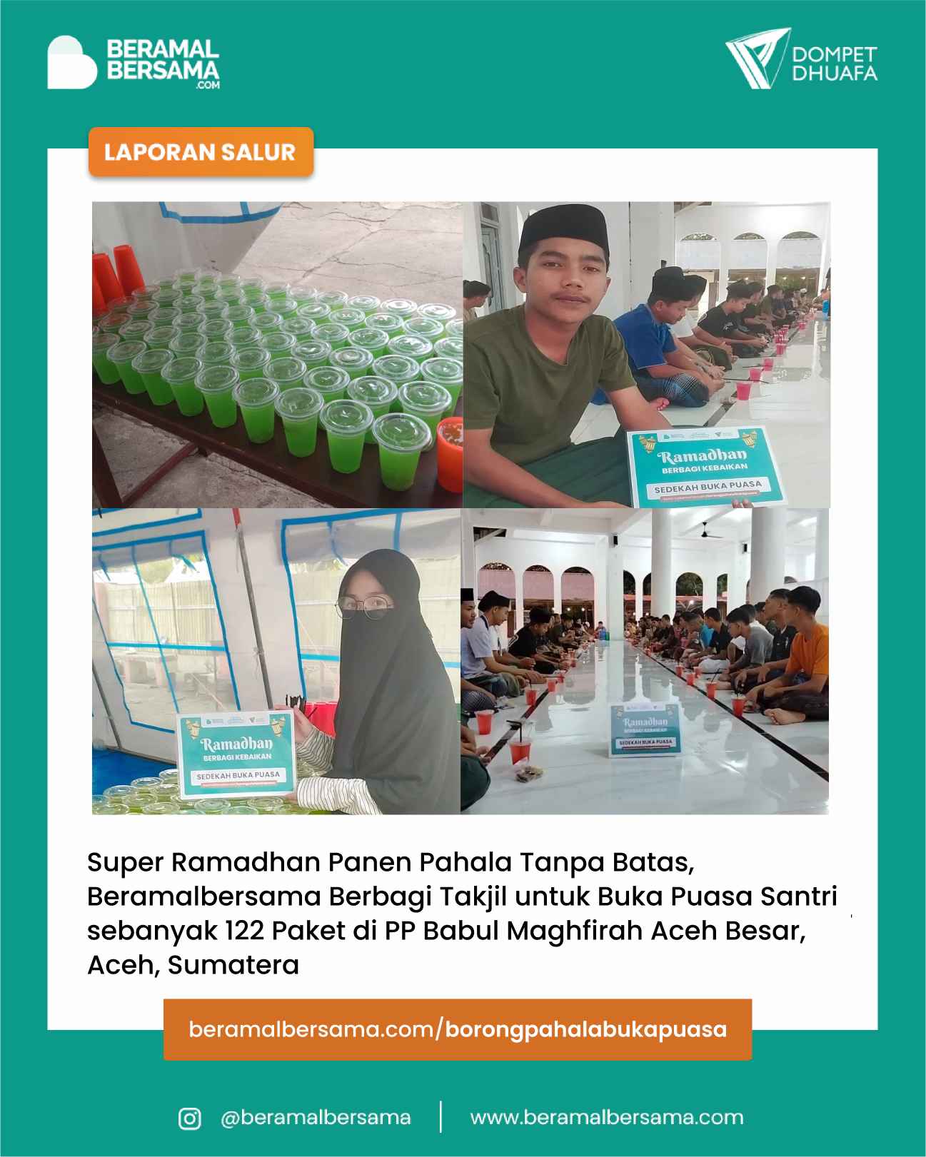 Panen Pahala Tanpa Batas dengan Berbagi Buka Puasa  untuk PP Babul Maghfirah Aceh Besar