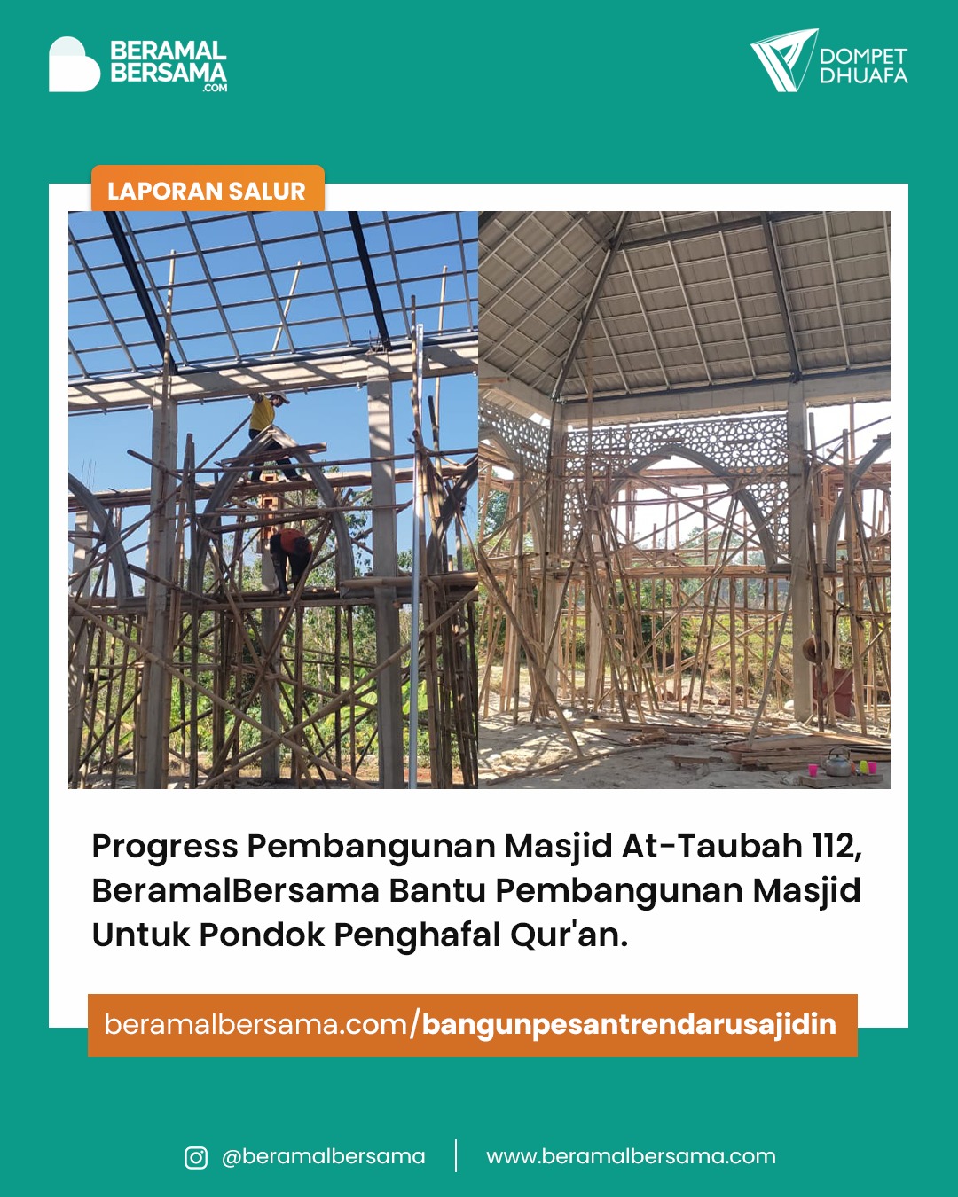 Pembangunan Masjid At-Taubah 112 Tahap Kerangka