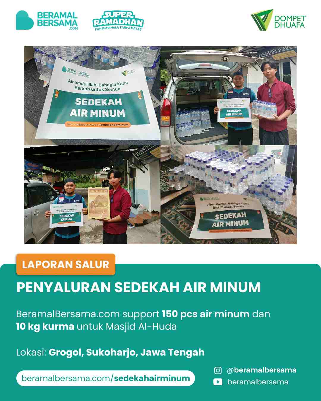 Penyaliuran 150 Botol Air Minum Super Ramadhan Masjid Al-Huda