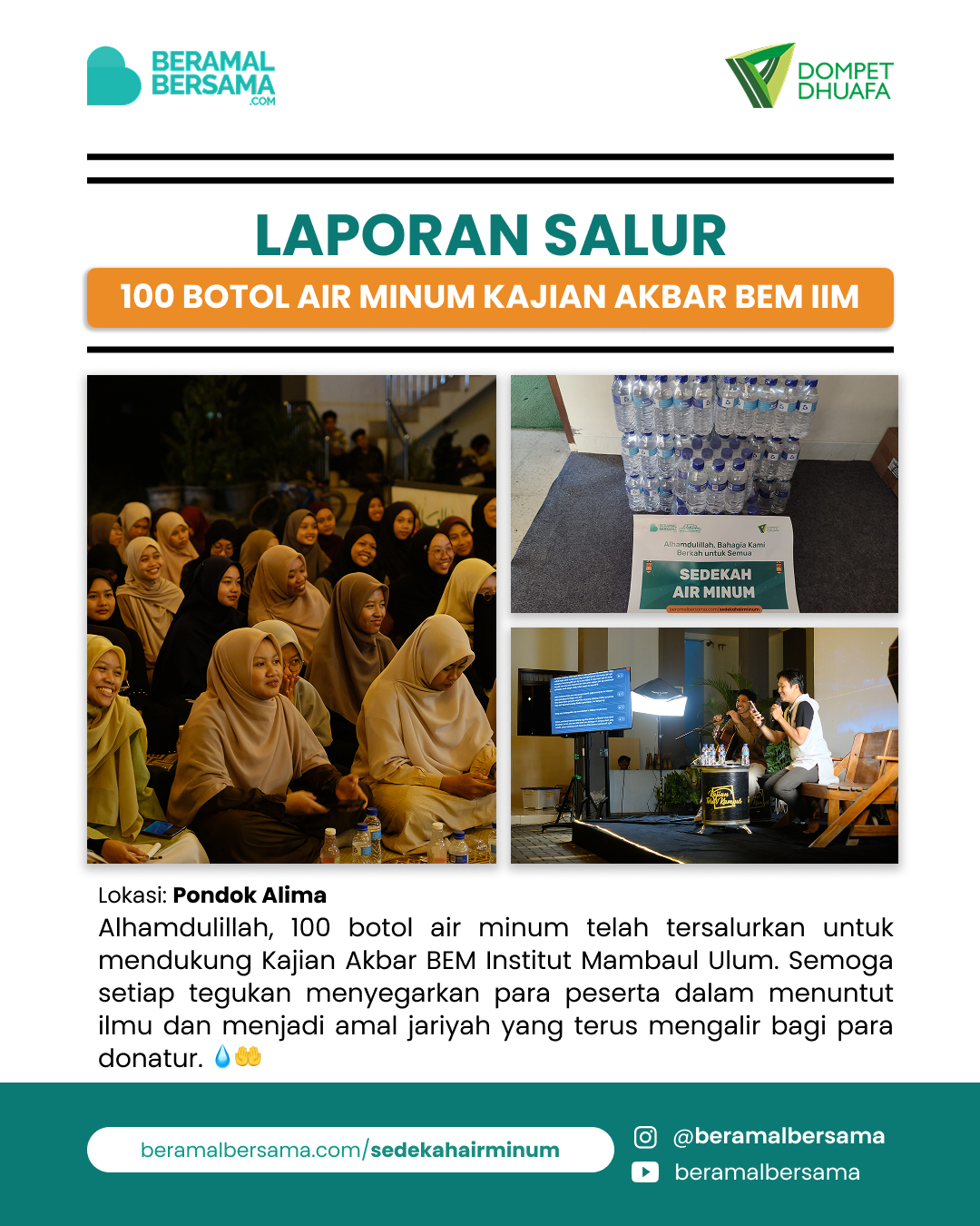Penyaluran 100  Air Minum Kajian Akbar BEM Institut Mambaul Ulum