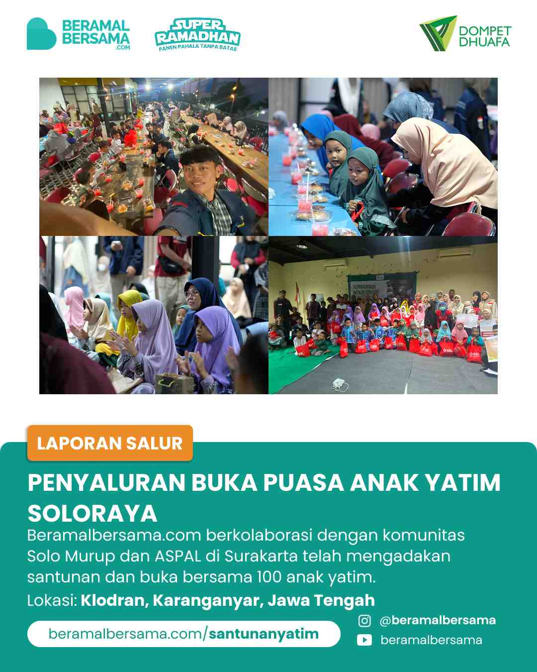 Penyaluran 100 Paket Buka Puasa Anak Yatim Solo Raya