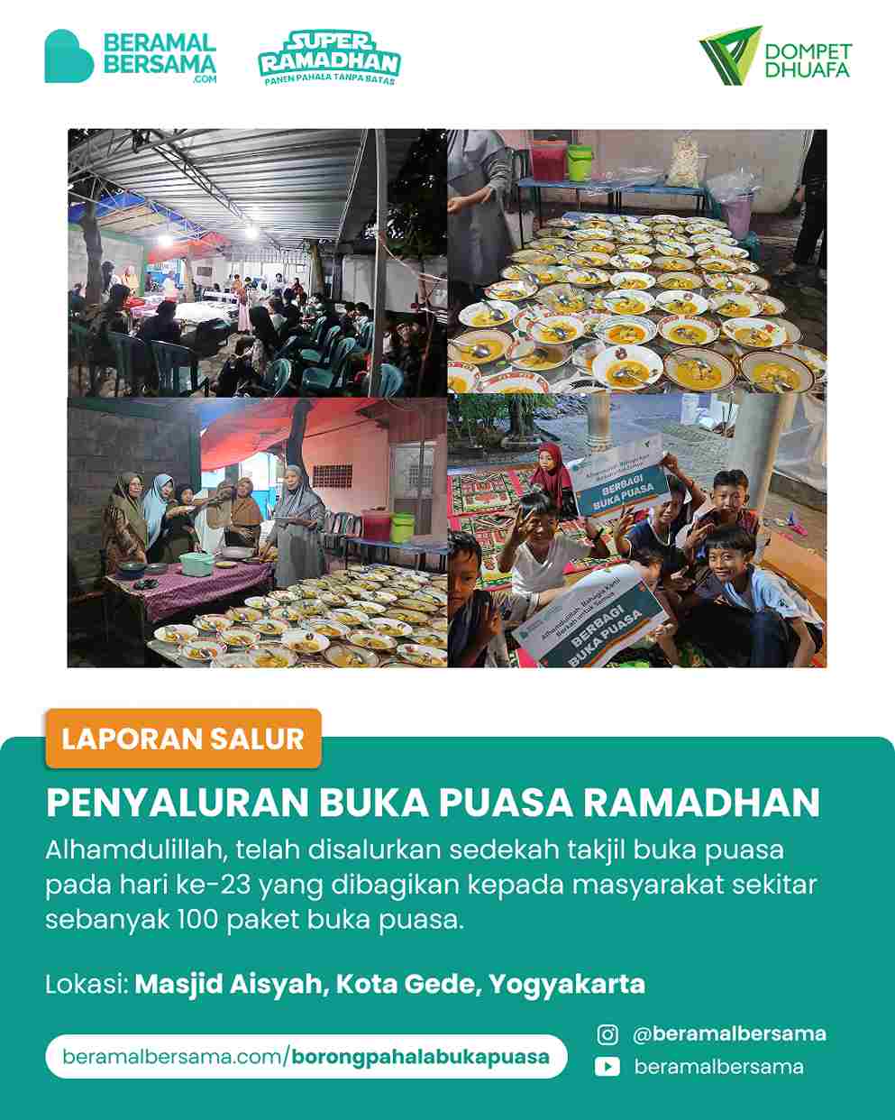 Penyaluran 100 Paket Buka Puasa Masjid Aisyah Notonyudan